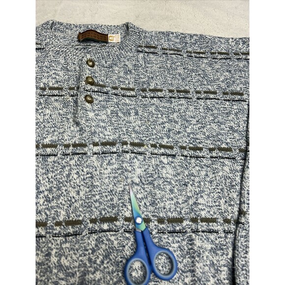 Vintage Northern Explorers Textured Knit Blue Henley Sweater Men's Size XL - Picture 4 of 9